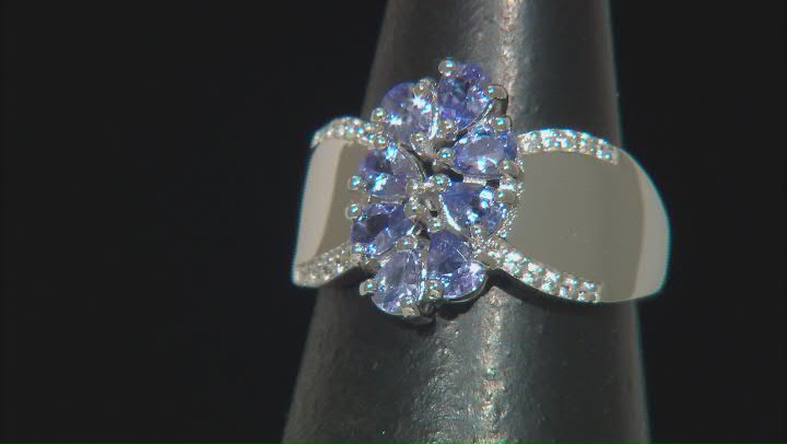 Blue Tanzanite Rhodium Over Sterling Silver Ring 1.28ctw Video Thumbnail
