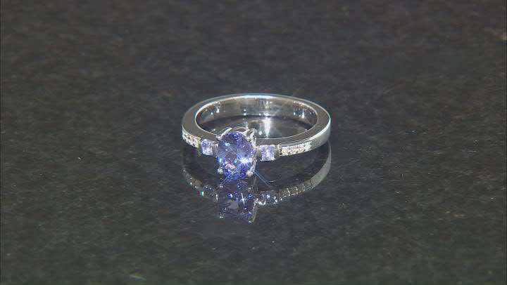 Blue Tanzanite Rhodium Over Sterling Silver Ring 0.96ctw Video Thumbnail