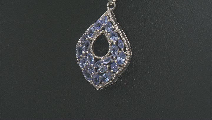 Blue Tanzanite Rhodium Over Sterling Silver Pendant With Chain 2.79ctw Video Thumbnail