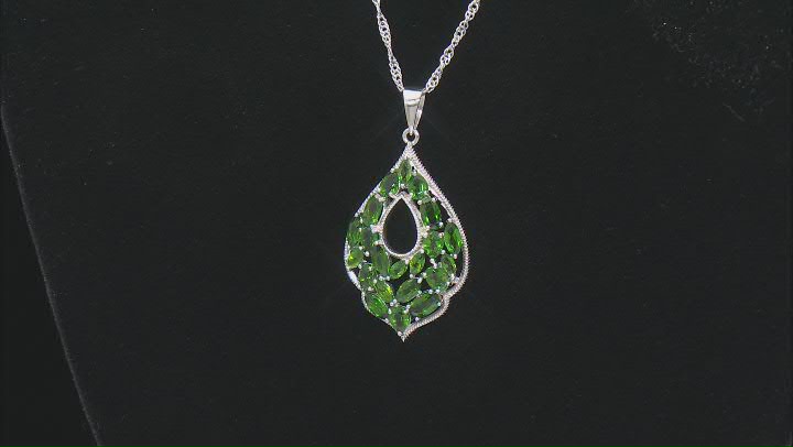 Green Chrome Diopside Rhodium Over Sterling Silver Pendant With Chain 2.64ctw Video Thumbnail