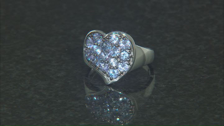 Blue Tanzanite Rhodium Over Sterling Silver Heart Ring 1.53ctw Video Thumbnail