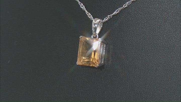 Yellow Citrine Rhodium Over Sterling Silver Pendant With Chain 5.19ct Video Thumbnail