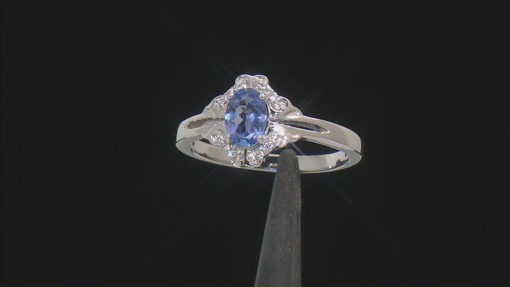 Blue Tanzanite Platinum Over Sterling Silver Ring 0.71ctw Video Thumbnail