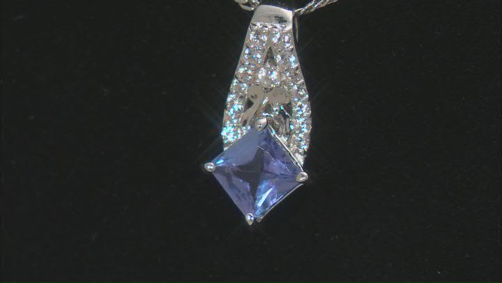 Blue Tanzanite Platinum Over Sterling Silver Pendant With Chain 0.63ctw Video Thumbnail
