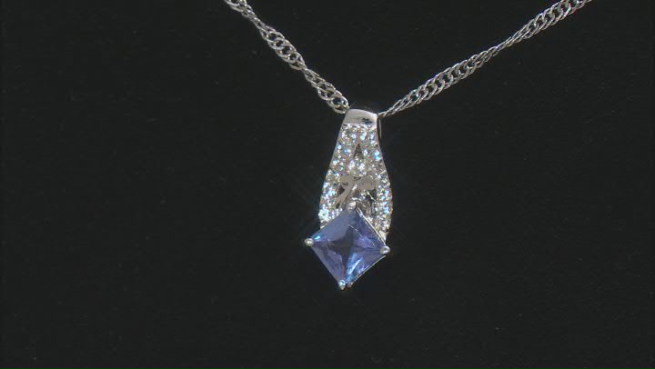 Blue Tanzanite Platinum Over Sterling Silver Pendant With Chain 0.63ctw Video Thumbnail