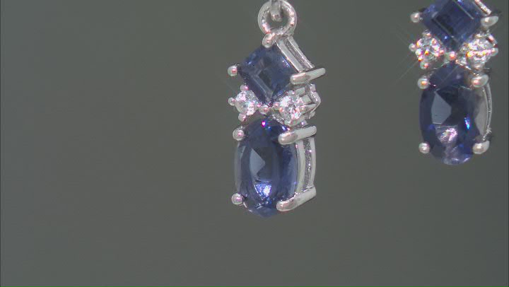 Blue Iolite Rhodium Over Sterling Silver Earrings 0.95ctw Video Thumbnail