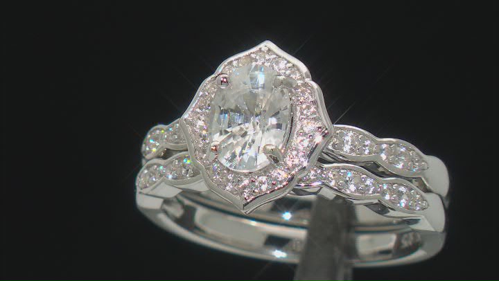 White Zircon Rhodium Over Sterling Silver Ring Set 2.05ctw Video Thumbnail