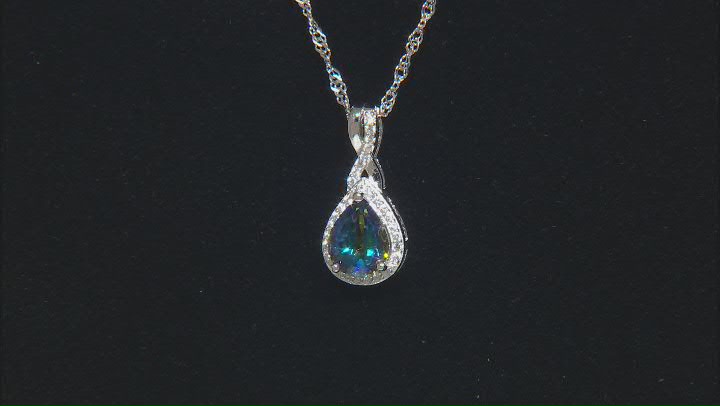 Blue Petalite Rhodium Over Silver Pendant With Chain 1.34ctw Video Thumbnail