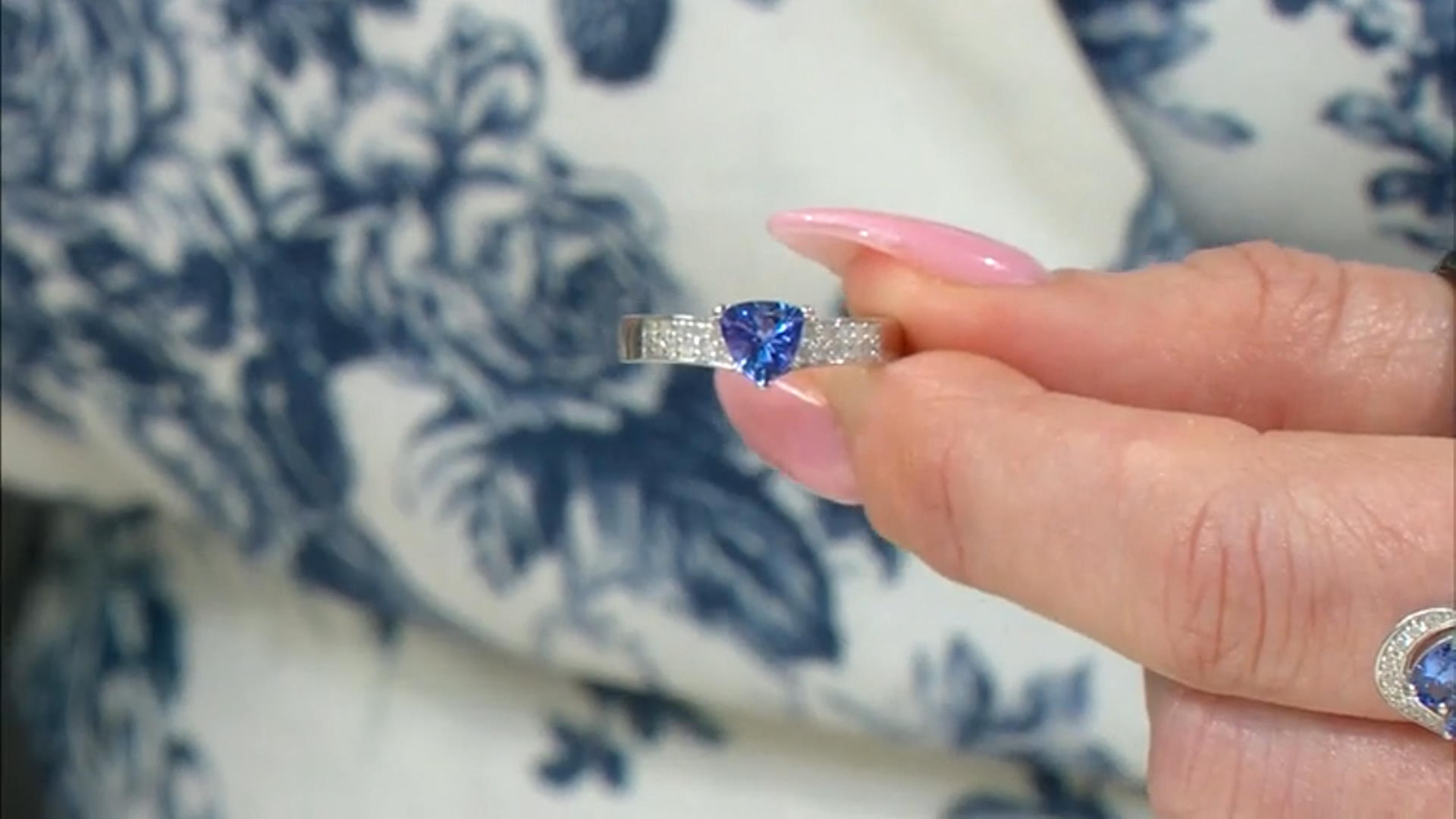 Blue Tanzanite Rhodium Over Sterling Silver Ring 0.75ctw Video Thumbnail