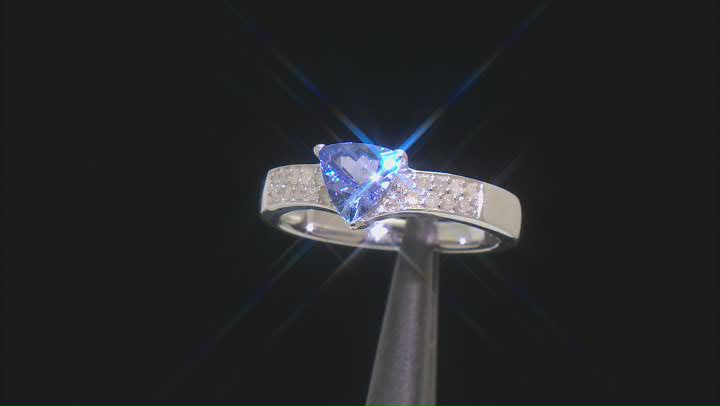 Blue Tanzanite Rhodium Over Sterling Silver Ring 0.75ctw Video Thumbnail