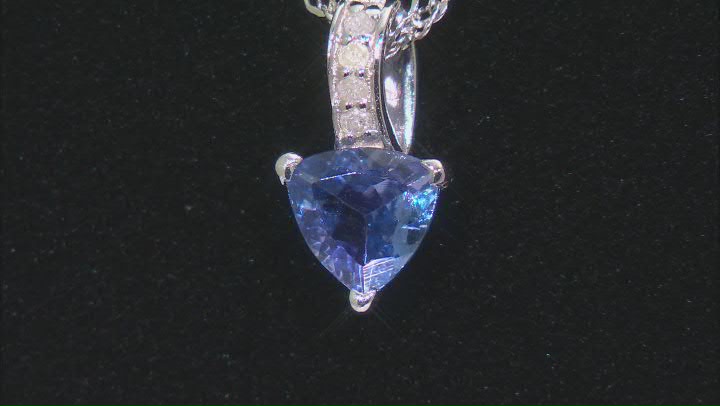 Blue Tanzanite Rhodium Over Silver Pendant With Chain 0.63ctw Video Thumbnail