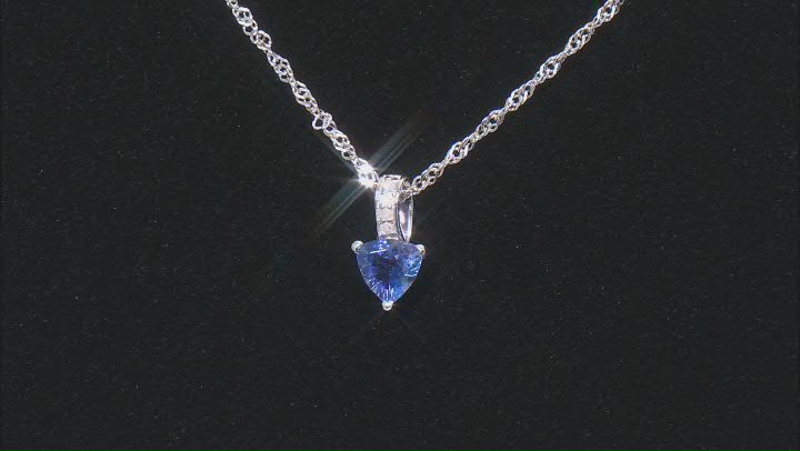 Blue Tanzanite Rhodium Over Silver Pendant With Chain 0.63ctw Video Thumbnail