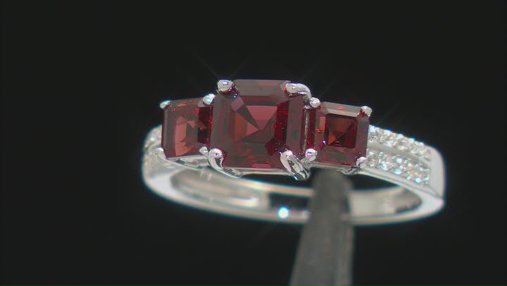 Red Garnet Rhodium Over Sterling Silver Ring 2.16ctw Video Thumbnail