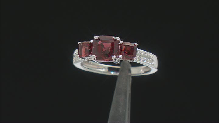 Red Garnet Rhodium Over Sterling Silver Ring 2.16ctw Video Thumbnail