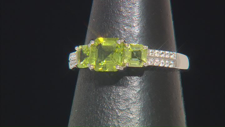 Green Peridot Rhodium Over Sterling Silver Ring 1.49ctw Video Thumbnail
