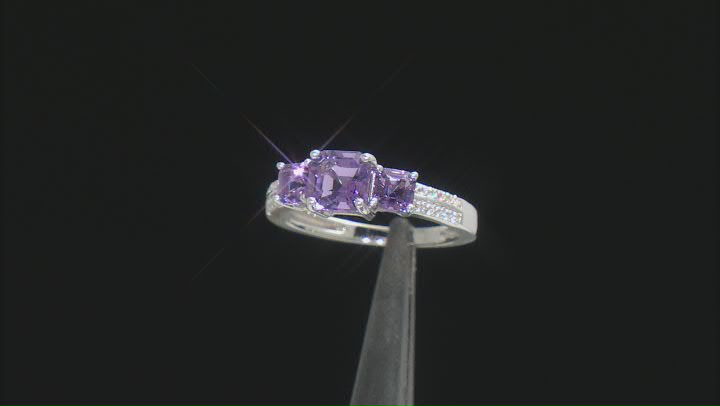 Purple Amethyst Rhodium Over Sterling Silver Ring 1.45ctw Video Thumbnail