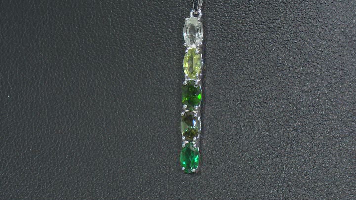 Green Lab Created Emerald Rhodium Over Silver Pendant with Chain 0.98ctw Video Thumbnail