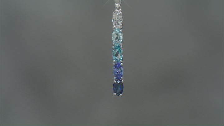 Blue Lab Created Sapphire Rhodium Over Silver Pendant with Chain 1.19ctw Video Thumbnail