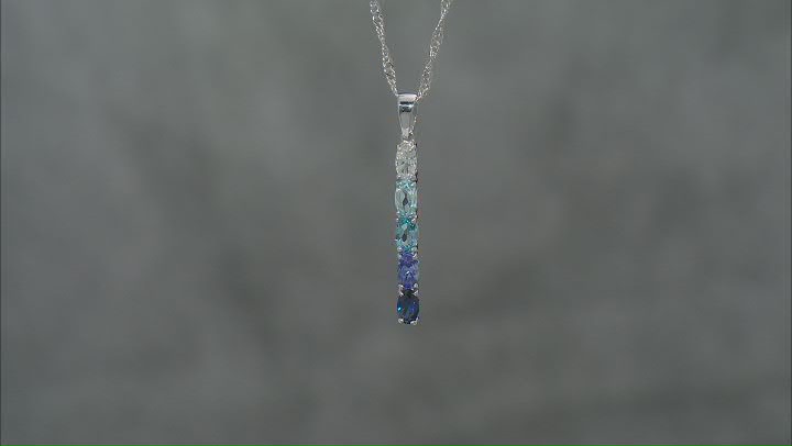 Blue Lab Created Sapphire Rhodium Over Silver Pendant with Chain 1.19ctw Video Thumbnail