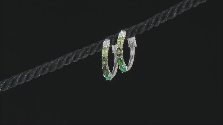 Green Lab Created Emerald Rhodium Over Silver Hoop Earrings 1.96ctw Video Thumbnail