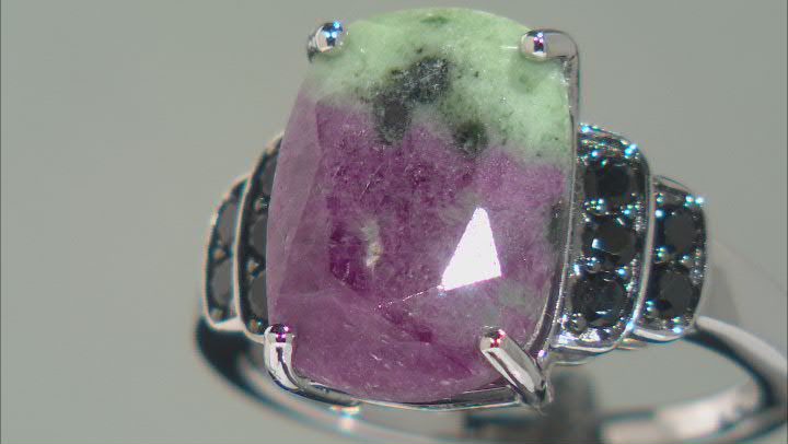Red Ruby-in-Zoisite Rhodium Over Sterling Silver Ring 0.43ctw Video Thumbnail