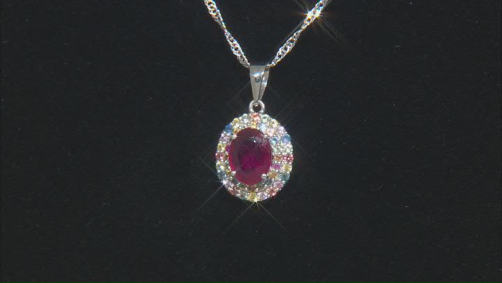 Red Mahaleo® Ruby Rhodium Over Silver Pendant With Chain 3.08ctw Video Thumbnail