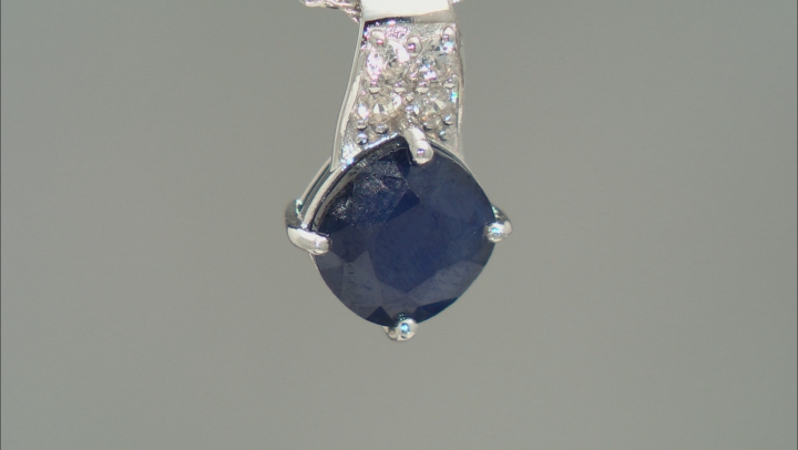 Blue Sapphire Rhodium Over Sterling Silver Pendant With Chain 2.31ctw Video Thumbnail