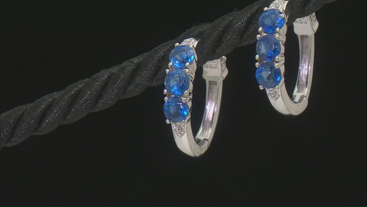 Blue Kyanite Rhodium Over Sterling Silver Hoop Earrings 1.60ctw Video Thumbnail
