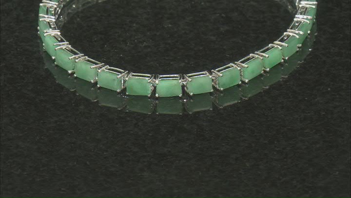 Green Sakota Emerald Rhodium Over Sterling Silver Tennis Bracelet 13.94ctw Video Thumbnail