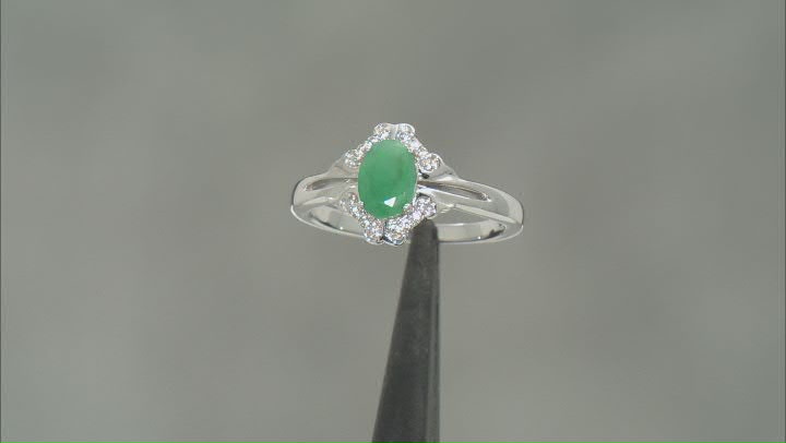 Green Sakota Emerald Rhodium Over Sterling Silver Ring 0.67ctw Video Thumbnail