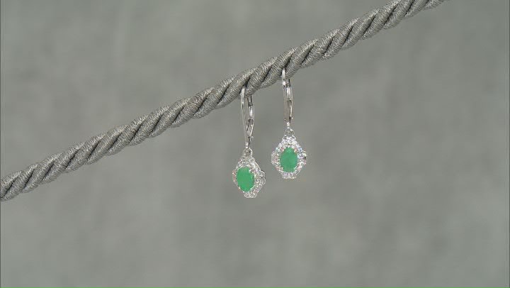 Green Sakota Emerald Rhodium Over Sterling Silver Earrings 0.90ctw Video Thumbnail