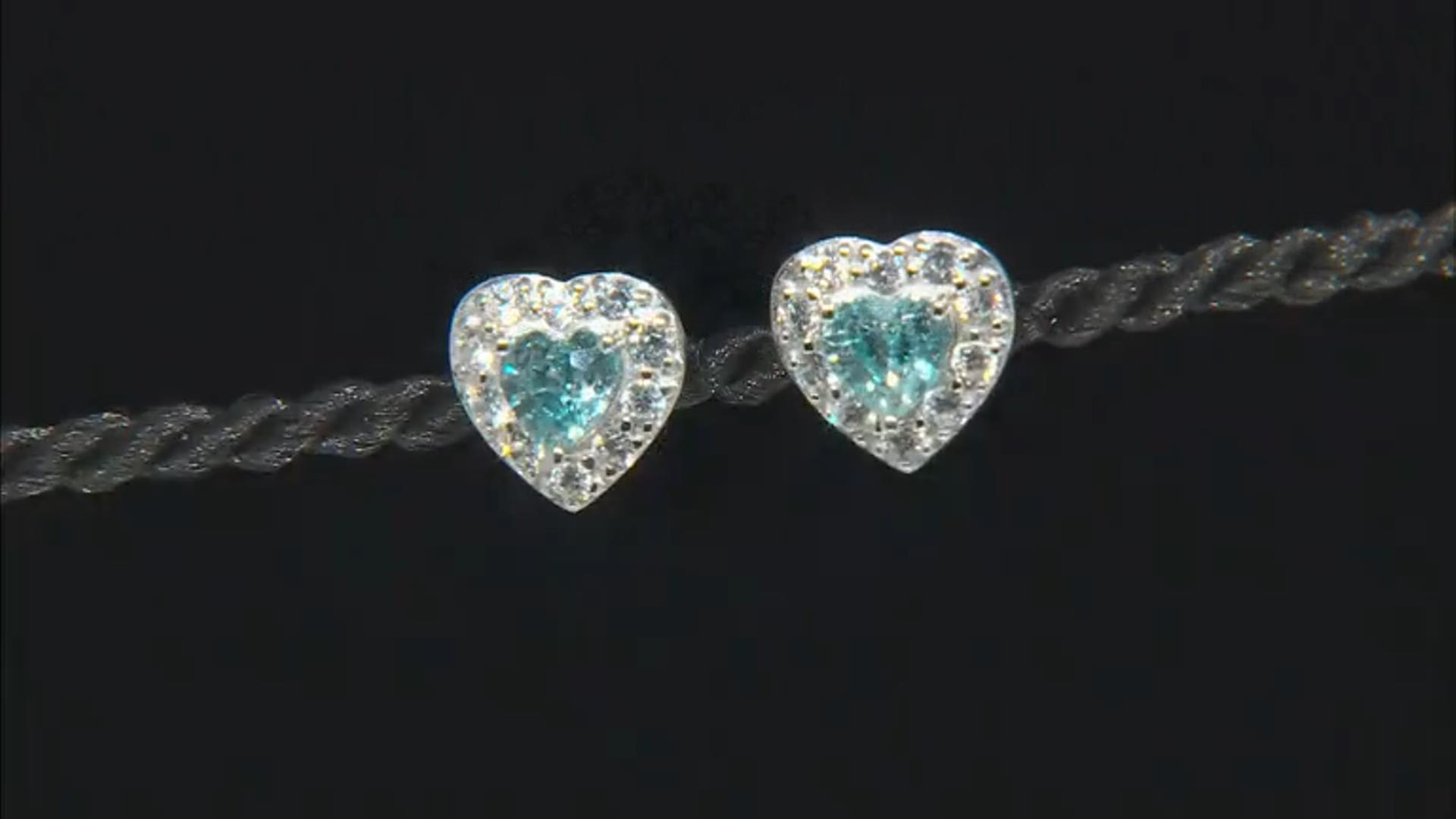 Blue Zircon Rhodium Over Sterling Silver Heart Stud Earrings 1.85ctw Video Thumbnail