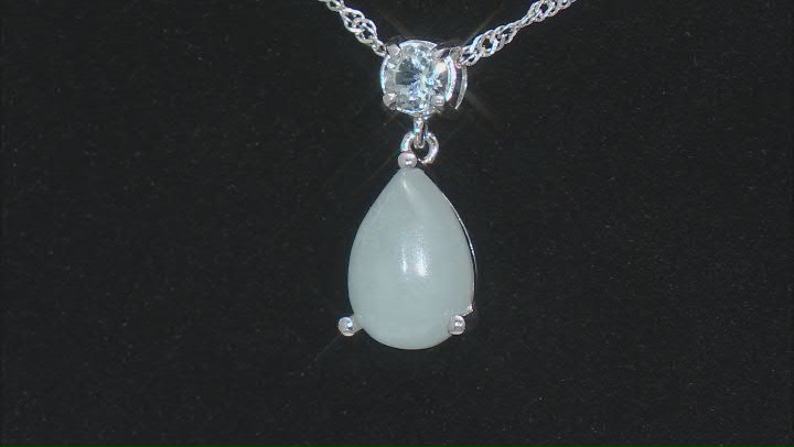 Blue Dreamy Aquamarine Rhodium Over Silver Pendant With Chain 0.26ct Video Thumbnail