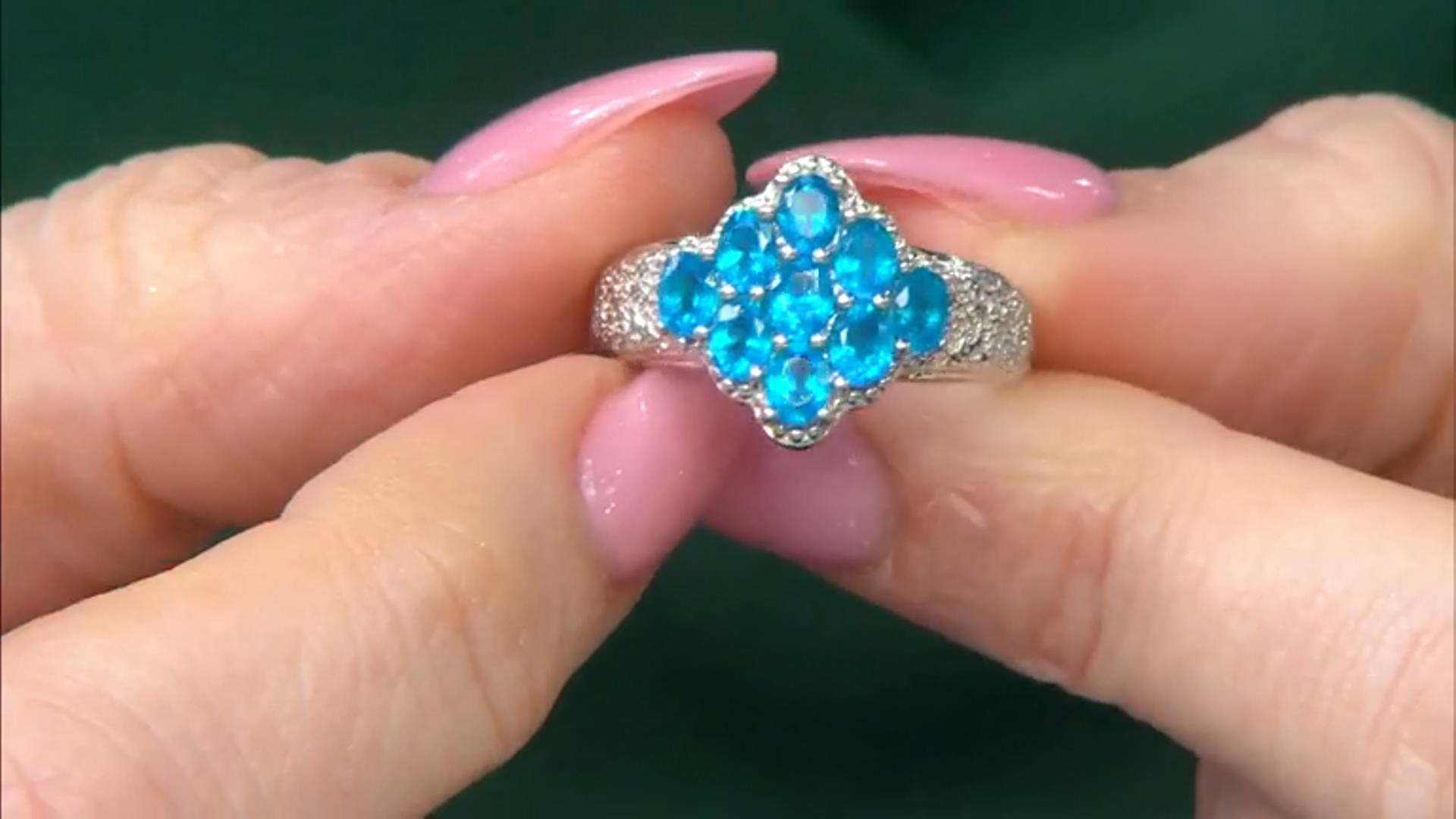 Blue Neon Apatite Rhodium Over Sterling Silver Ring 1.30ctw Video Thumbnail