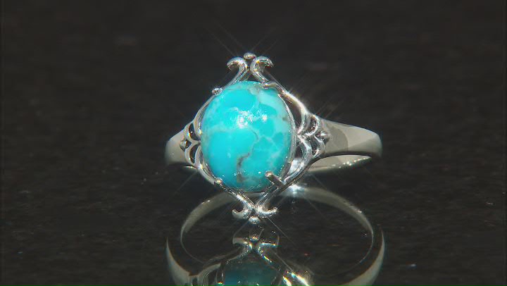 Blue Turquoise Sterling Silver Solitaire Ring Video Thumbnail