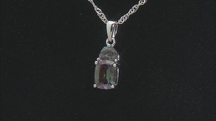 Blue Lab Created Alexandrite Rhodium Over Sterling Silver Pendant With Chain 1.73ctw Video Thumbnail