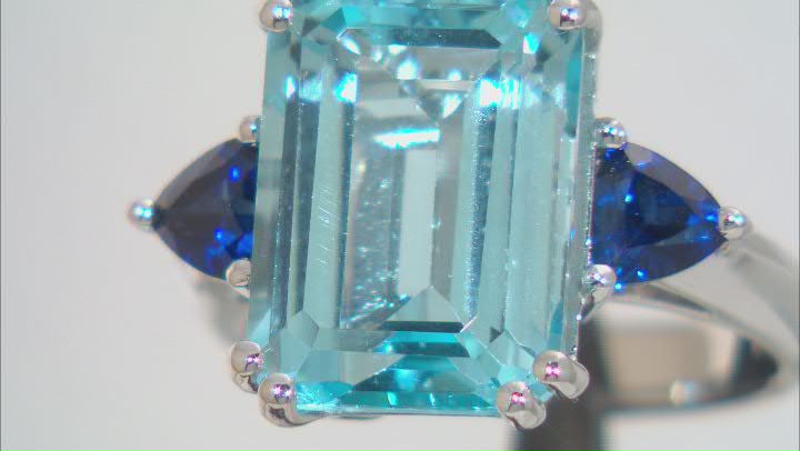 Sky Blue Topaz Rhodium Over Sterling Silver Ring 8.25ctw Video Thumbnail