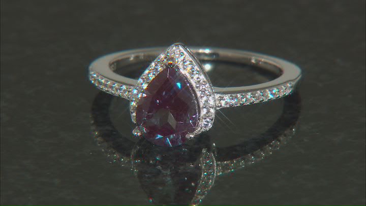 Blue Lab Created Alexandrite Rhodium Over Silver Ring 1.36ctw Video Thumbnail