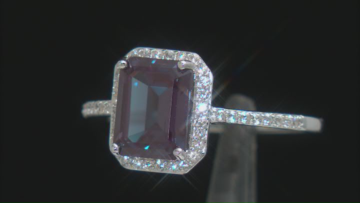 Blue Lab Created Alexandrite Rhodium Over Silver Ring 2.88ctw Video Thumbnail