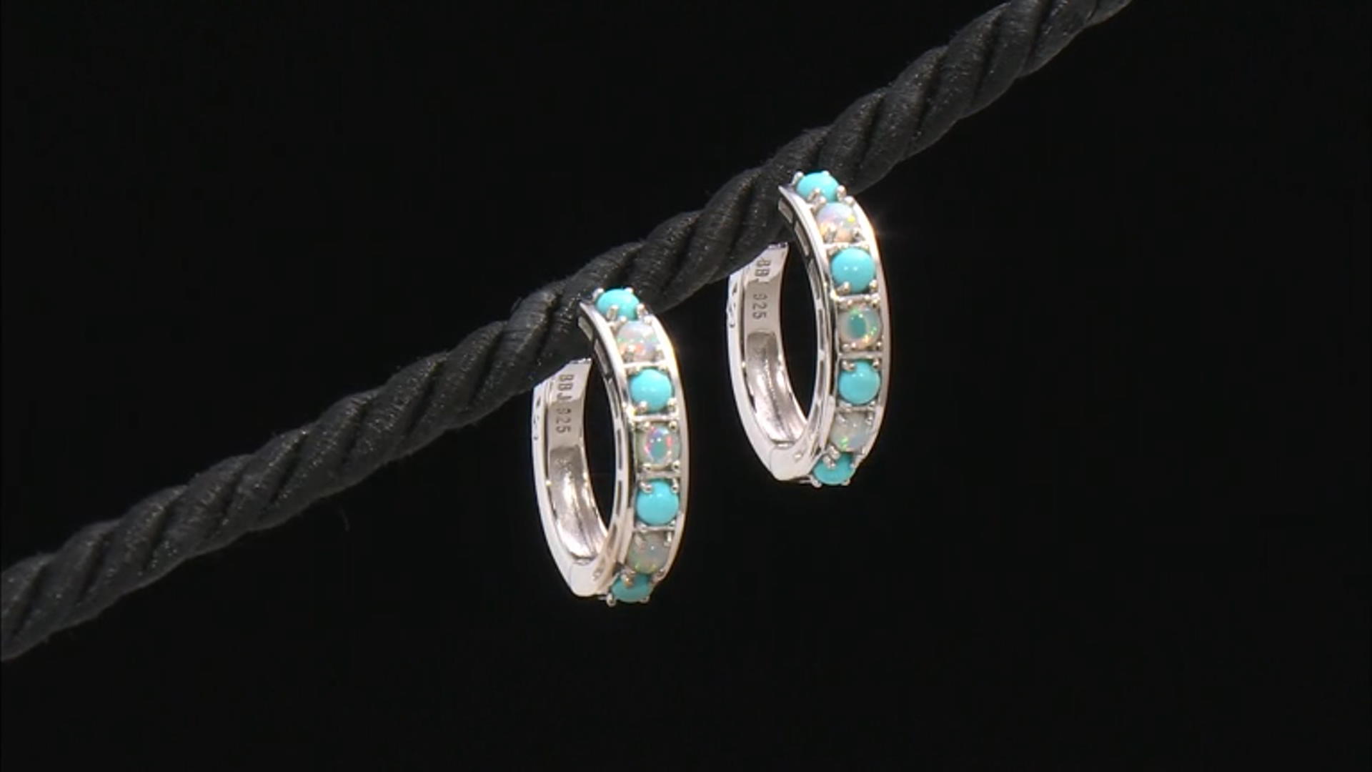 Blue Sleeping Beauty Turquoise Rhodium Over Silver Hoop Earrings Video Thumbnail