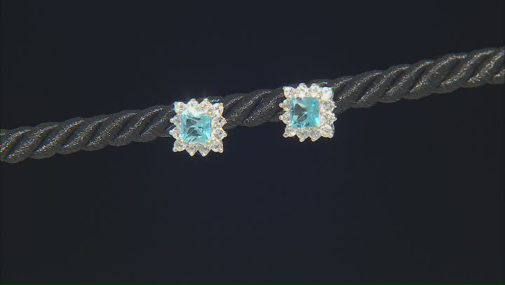 Swiss Blue Topaz Rhodium Over Silver Stud Earrings 2.20ctw Video Thumbnail