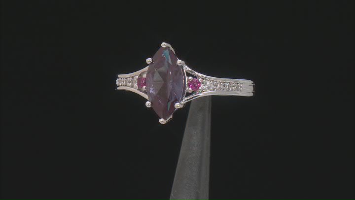 Blue Lab Alexandrite Rhodium Over Sterling Silver Ring 1.87ctw Video Thumbnail