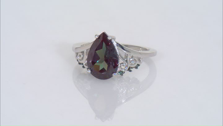 Blue Lab Created Alexandrite Rhodium Over Sterling Silver Ring 3.23ctw Video Thumbnail