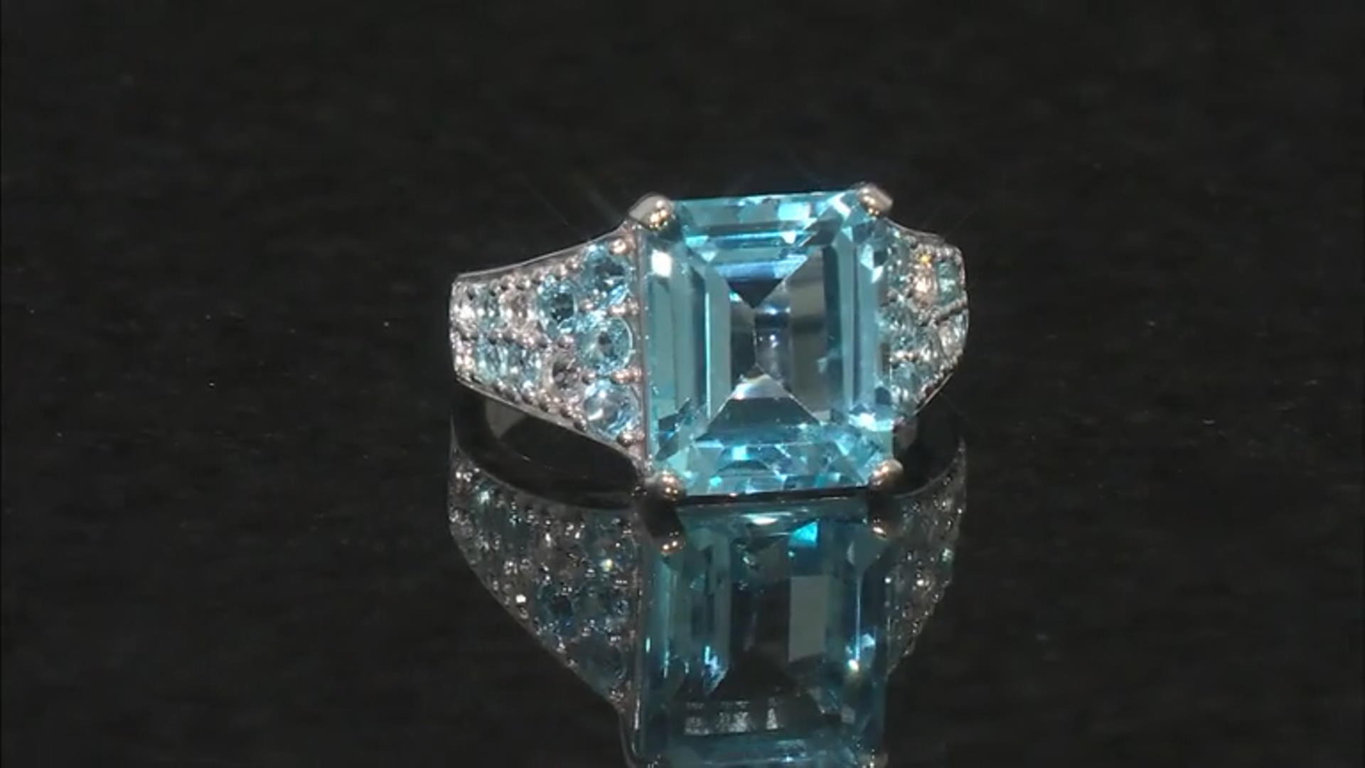 Sky Blue Topaz Rhodium Over Silver Ring 8.80ctw Video Thumbnail