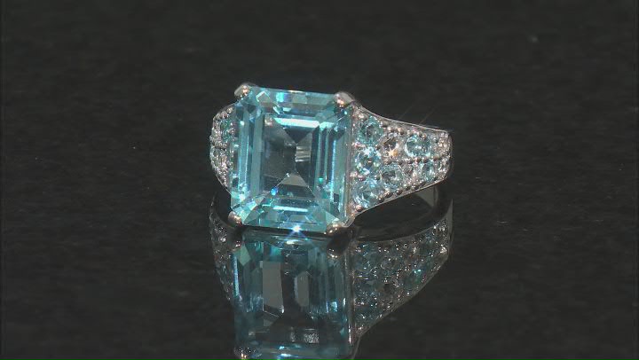 Sky Blue Topaz Rhodium Over Silver Ring 8.80ctw Video Thumbnail