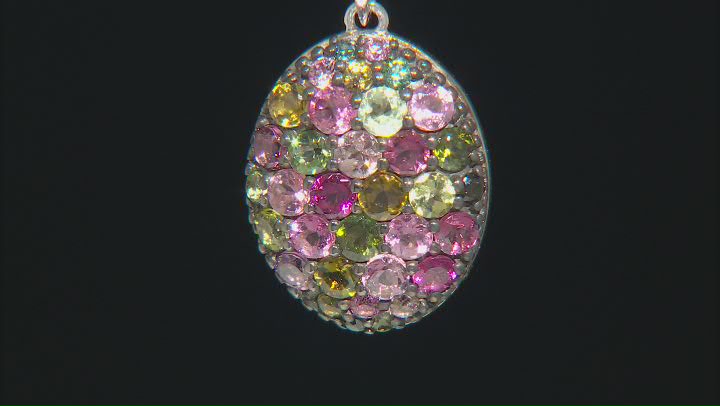 Multi-Tourmaline Rhodium Over Sterling Silver Pendant With Chain 1.67ctw Video Thumbnail