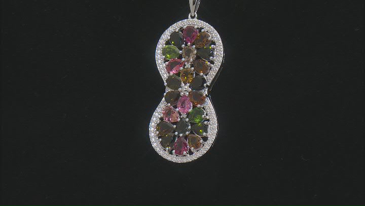 Multicolor Tourmaline Rhodium Over Silver Pendant With Chain 6.56ctw Video Thumbnail