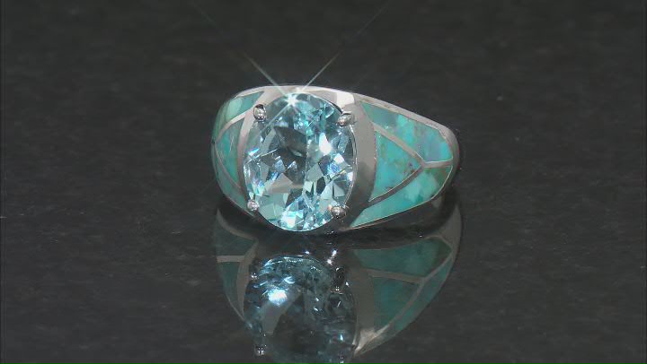 Sky Blue Topaz Rhodium Over Sterling Silver Ring 6.20ct Video Thumbnail