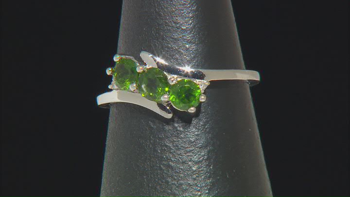 Green Chrome Diopside Rhodium Over Silver Ring 0.72ctw Video Thumbnail
