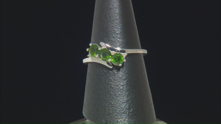 Green Chrome Diopside Rhodium Over Silver Ring 0.72ctw Video Thumbnail